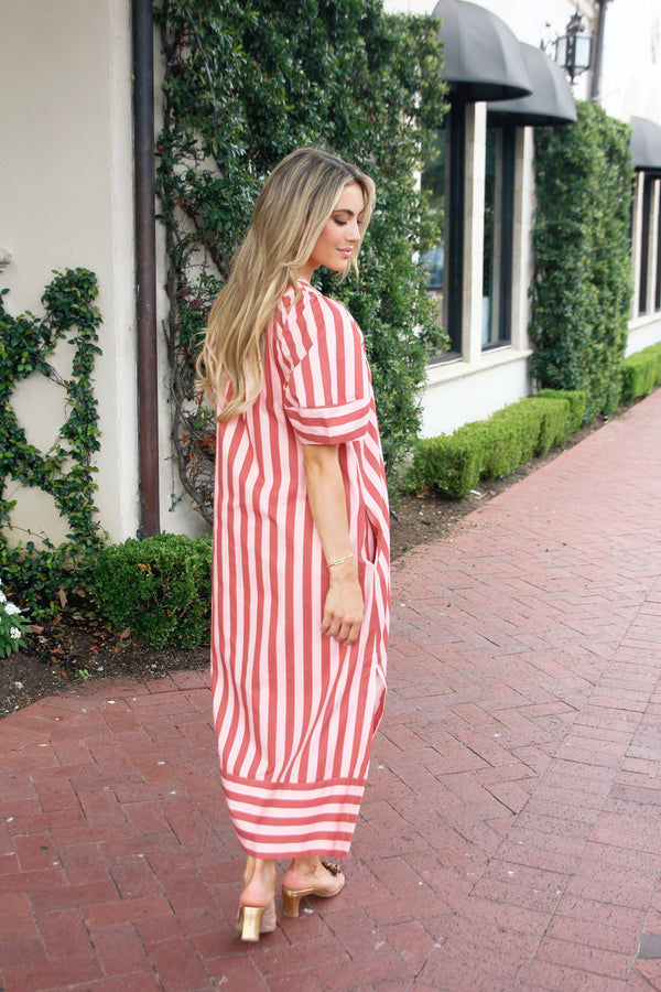 Stripe Vneck Signature Maxi Dress