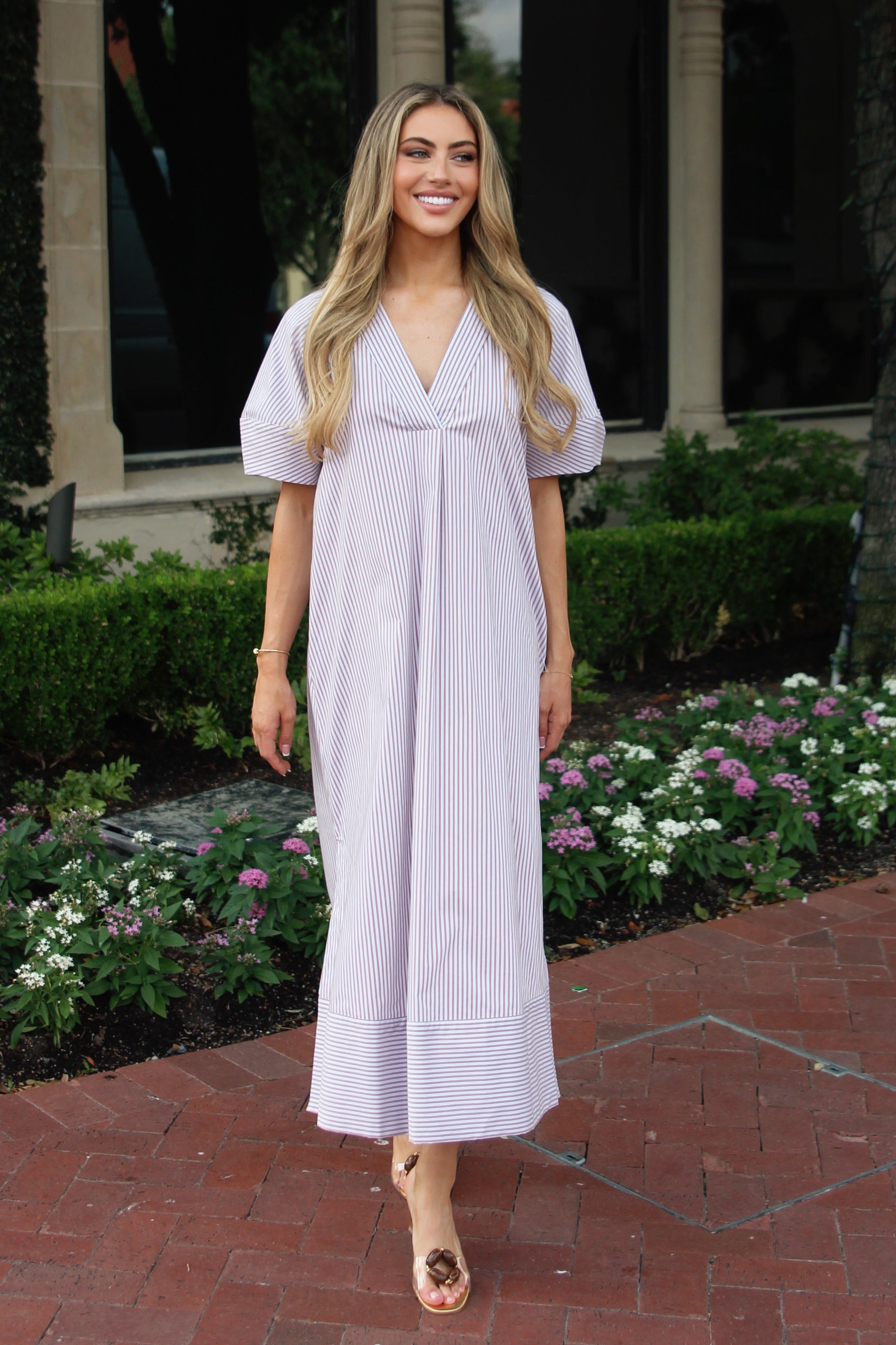 Stripe Poplin Signature Maxi Dress