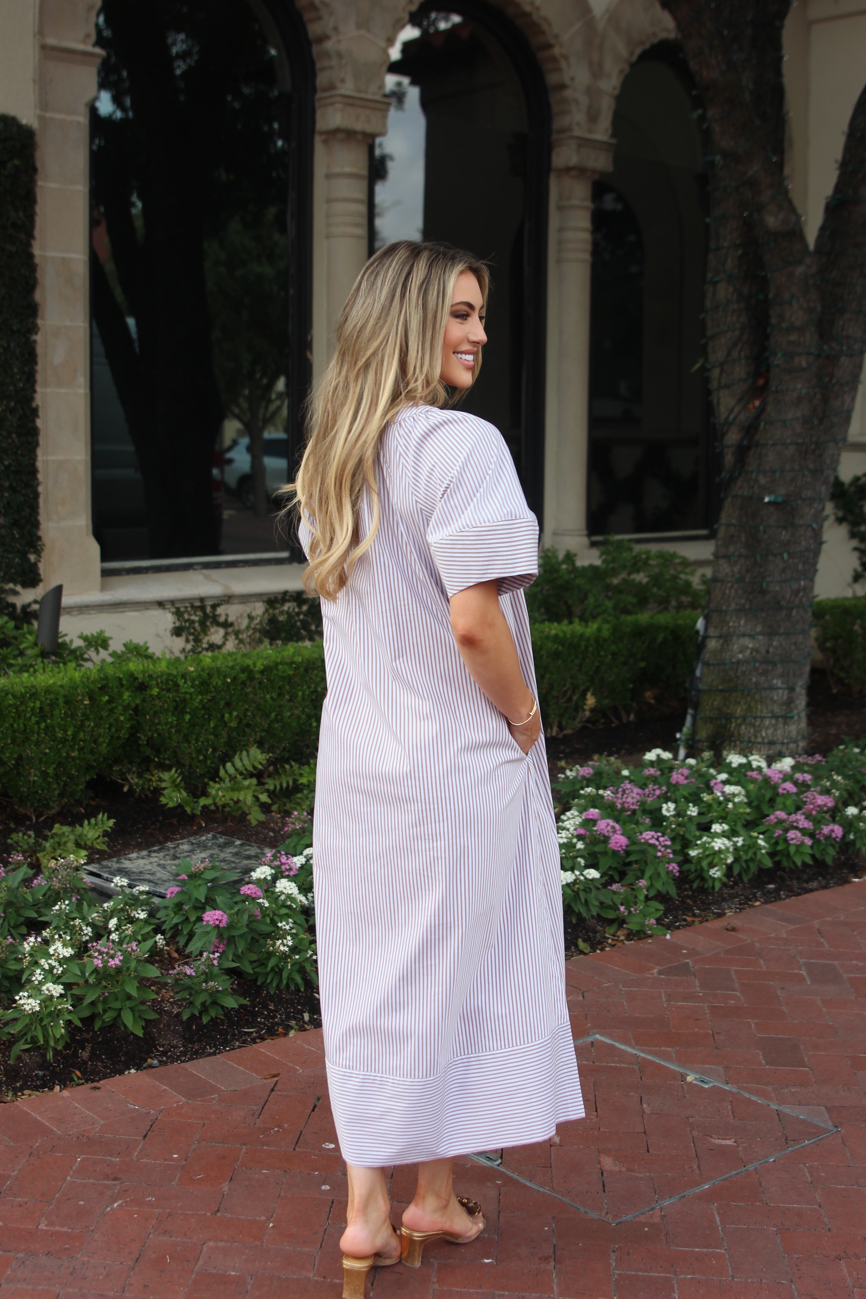 Stripe Poplin Signature Maxi Dress