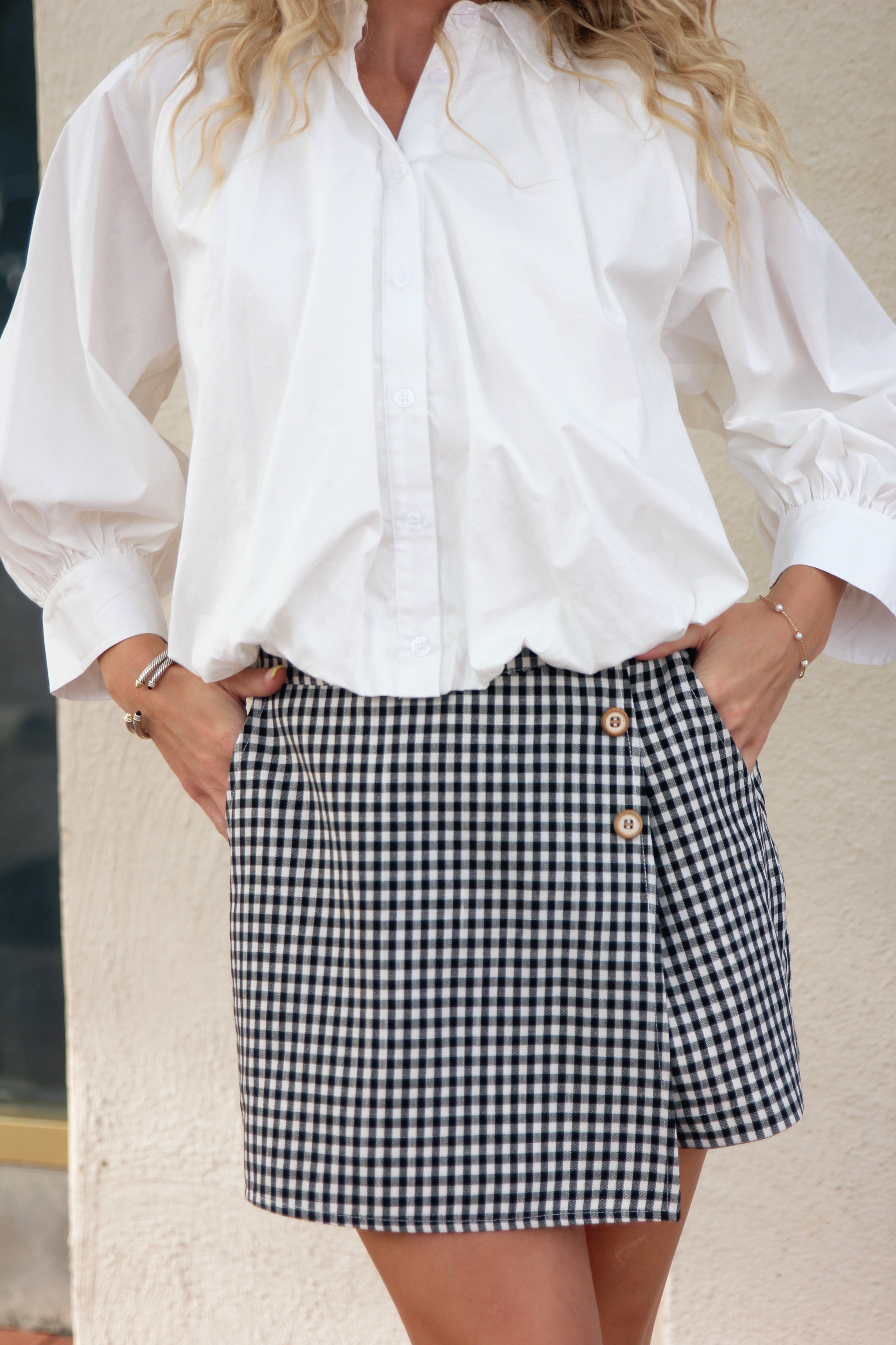 Check Wrap Skort