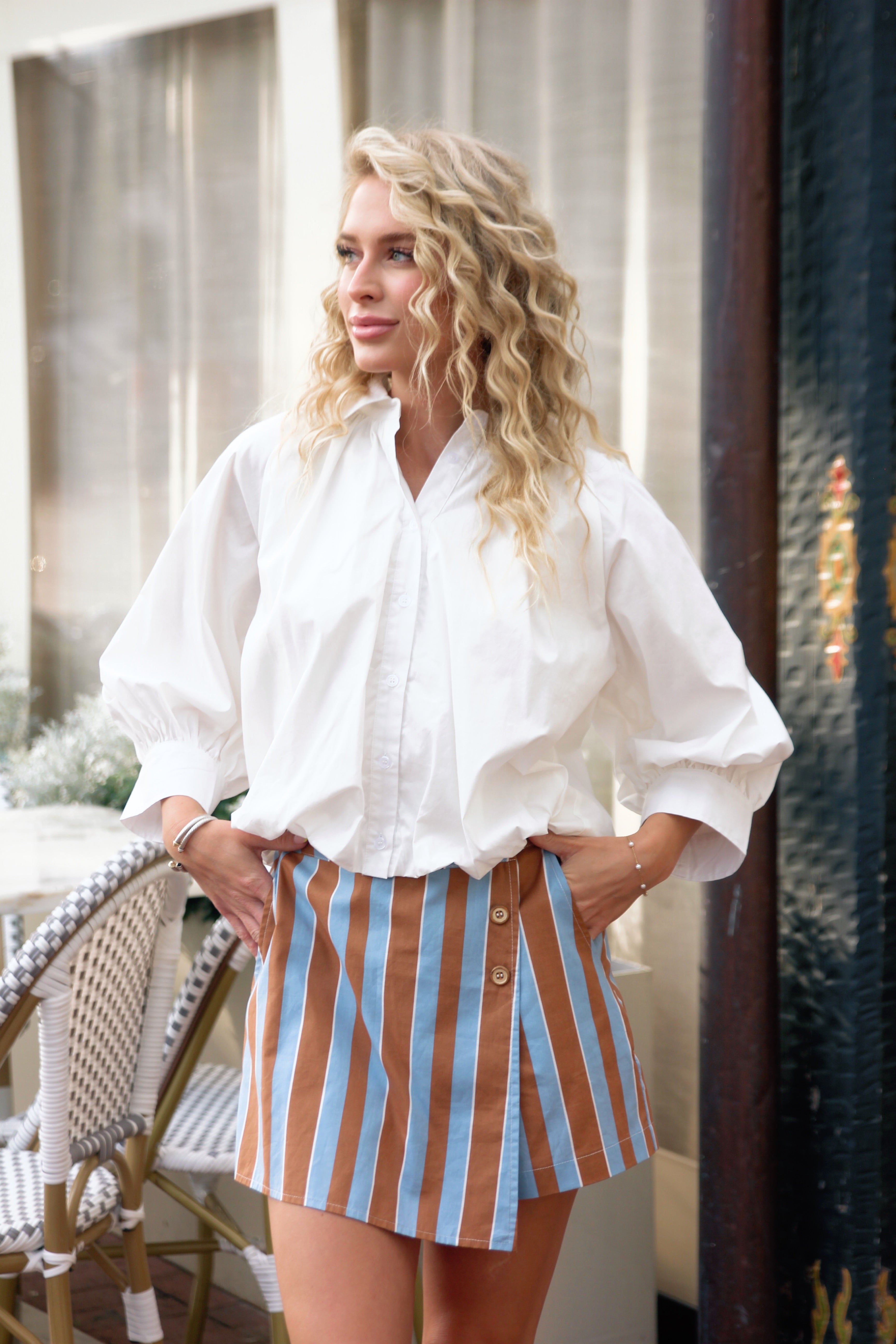 Bold Wrap Stripe Skort