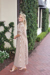 Stripe Ruffle Neck Maxi Shirt Dress