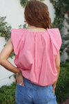 Check Poplin Bubble Top