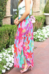Big Floral Pleat Maxi Skirt