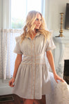 Stripe Pocket Piped Shirt Dress