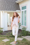 French Floral Novelty Collar Top