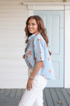 Stripe Floral Pocket Camp Top
