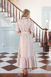 French Multi Floral Belt Maxi Dress