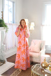 Palm Leaf Floral Maxi Shirt Dress