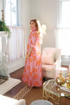 Palm Leaf Floral Maxi Shirt Dress