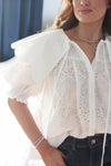 Eyelet Novelty Collar Top