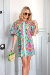 Tropical Button Shirt Dress