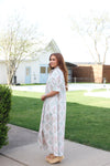Vintage Floral Ruffle Neck Shirt Dress