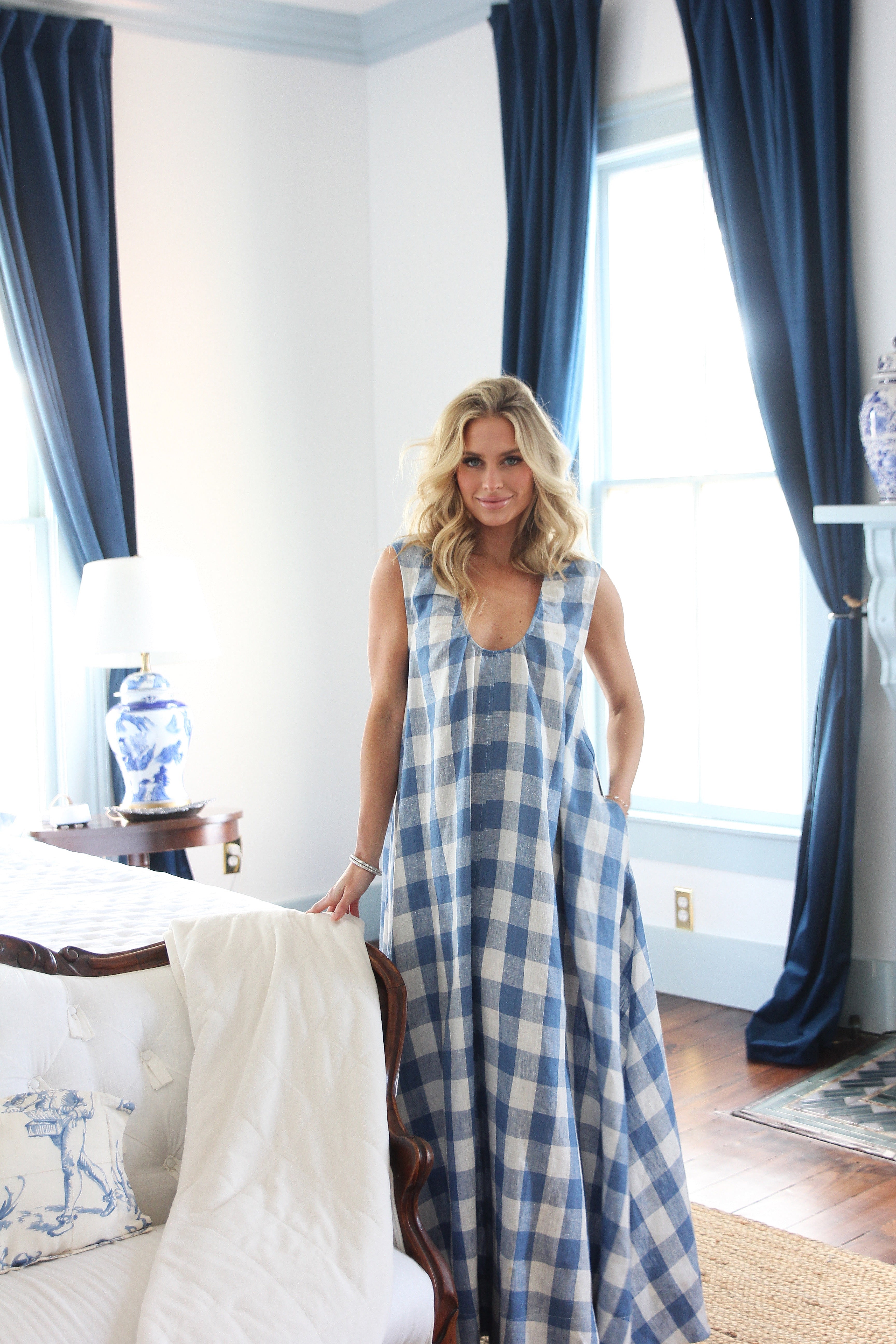 Buffalo Check Scoop Maxi Dress