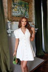 Denim Cap Sleeve Button Dress