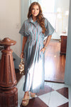 Stripe Button Shirt Maxi Dress