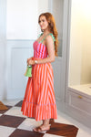 Stripe Tie Shoulder Maxi Dress