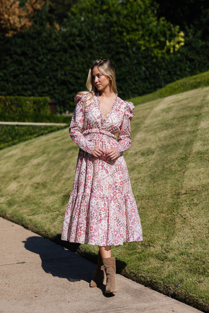 Floral Paris Vneck Maxi Dress