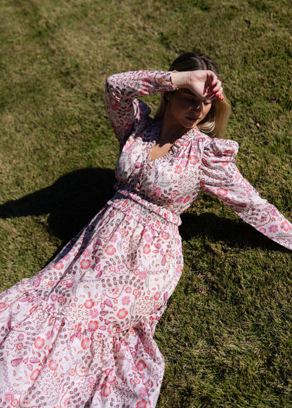 Floral Paris Vneck Maxi Dress