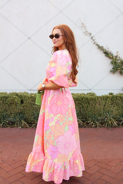 Big Floral Pastel Maxi with Tie