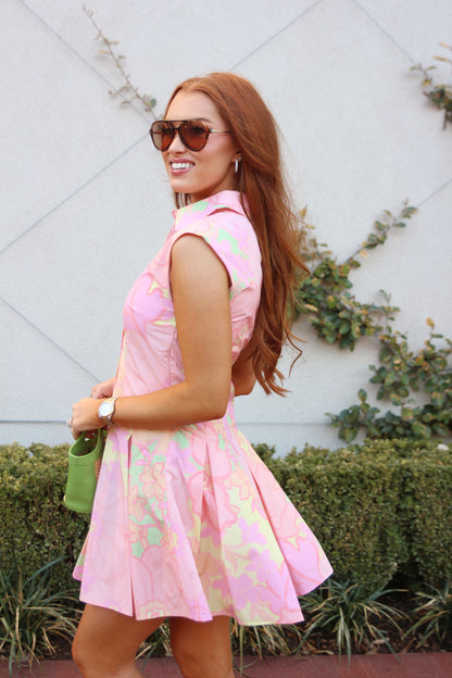 Big Pastel Floral Collar Dress