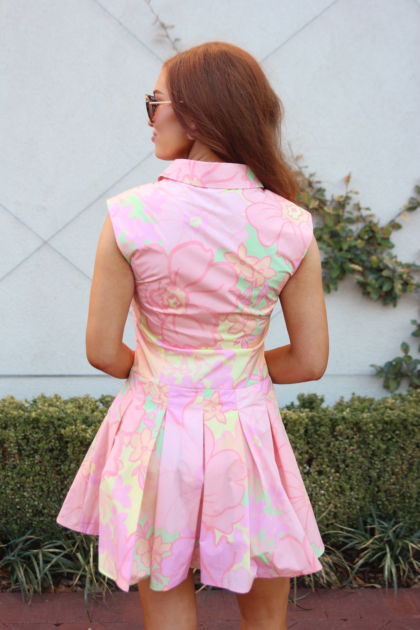 Big Pastel Floral Collar Dress