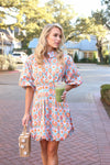 Floral Bubble Hem Poplin Dress