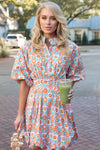 Floral Bubble Hem Poplin Dress