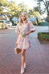 Floral Bubble Hem Poplin Dress
