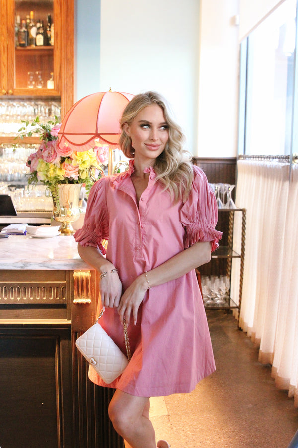 Solid Poplin Back Tie Dress