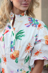 Toucan Fruit Bubble Hem Dress