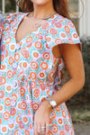 Floral Vneck Novelty Button Maxi