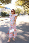 Floral Vneck Novelty Button Maxi