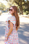 Floral Vneck Novelty Button Maxi