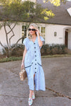 Stripe Vneck Novelty Button Maxi Dress