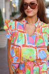 Fruit Gauze Vneck Sleeveless Top