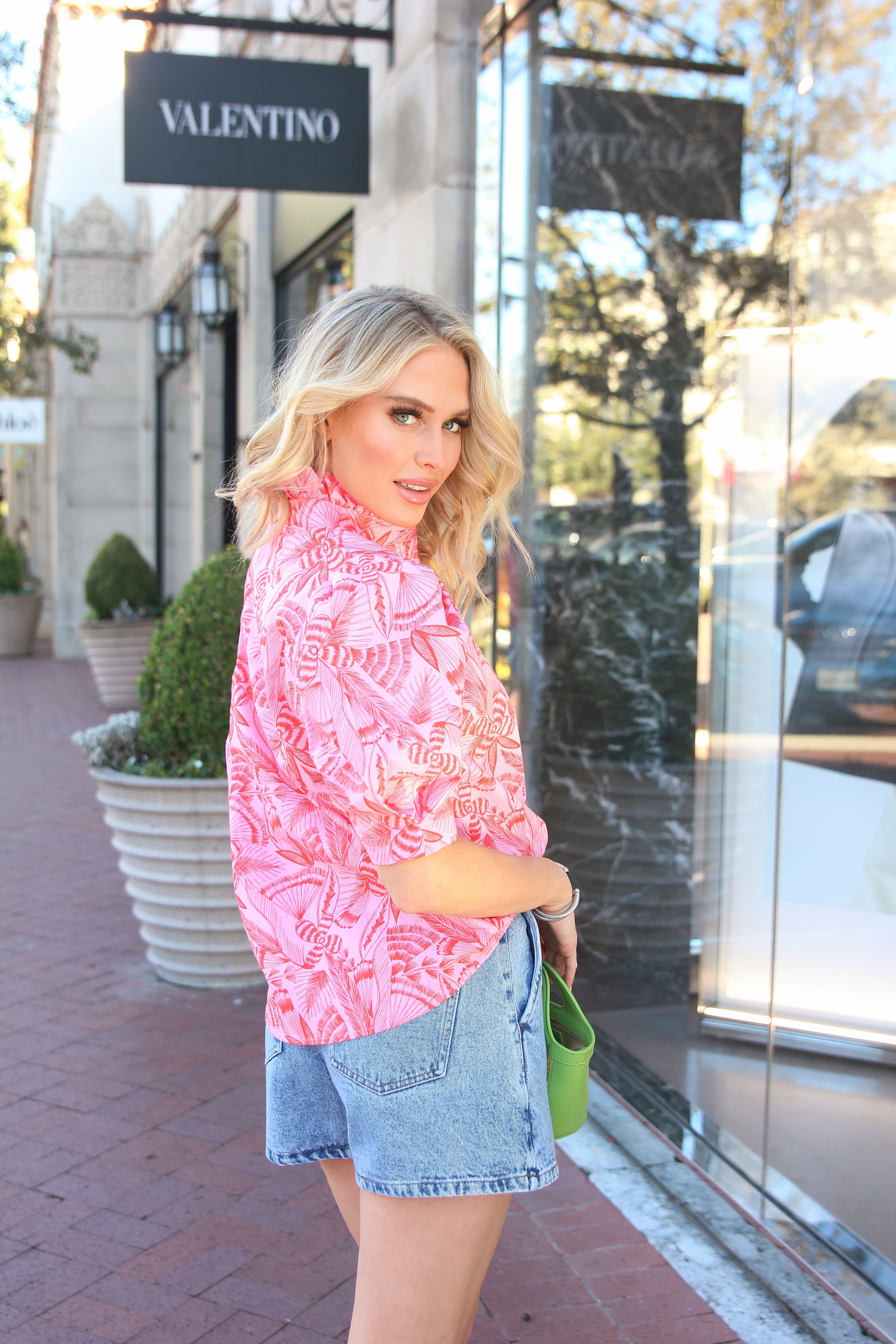 Tropical Linen Button Top