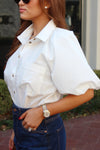 Solid Pocket Poplin Top