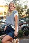 Stripe Vneck Sleeveless Sweater
