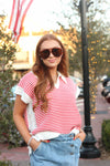 Stripe Vneck Sleeveless Sweater