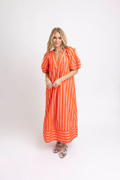 Stripe Vneck Signature Maxi Dress