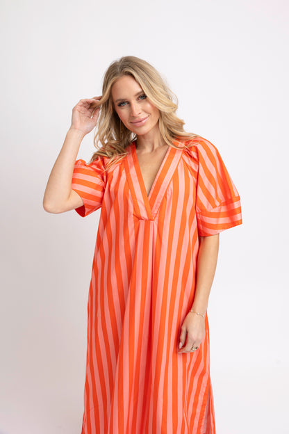 Stripe Vneck Signature Maxi Dress