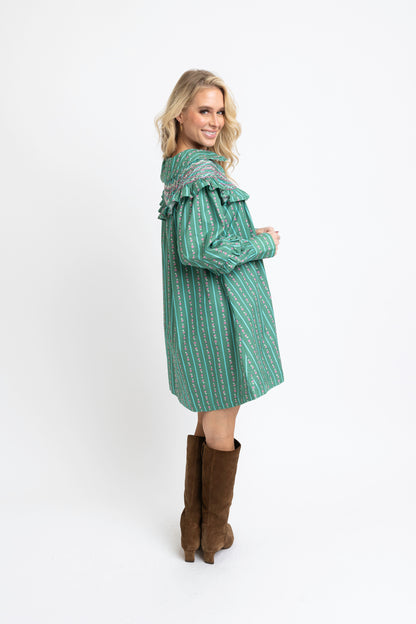 Floral Stripe Peter Pan Dress