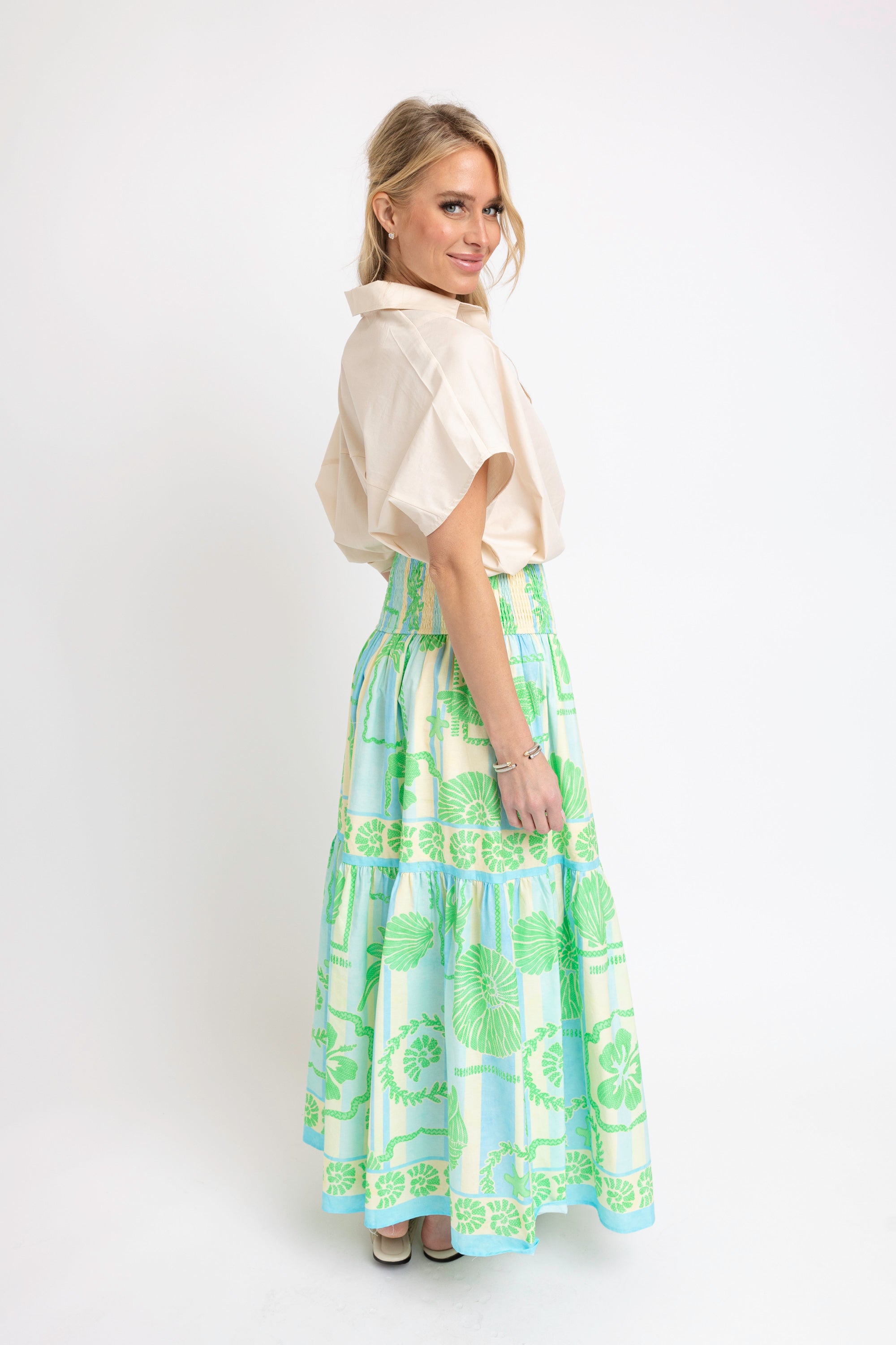 Seashell Poplin Maxi Skirt