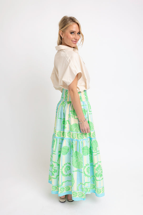 Seashell Poplin Maxi Skirt