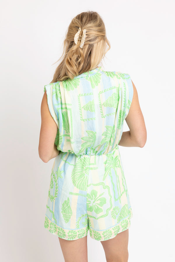 Sea Shell Drape Button Romper