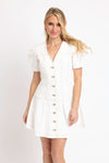 Denim Cap Sleeve Button Dress