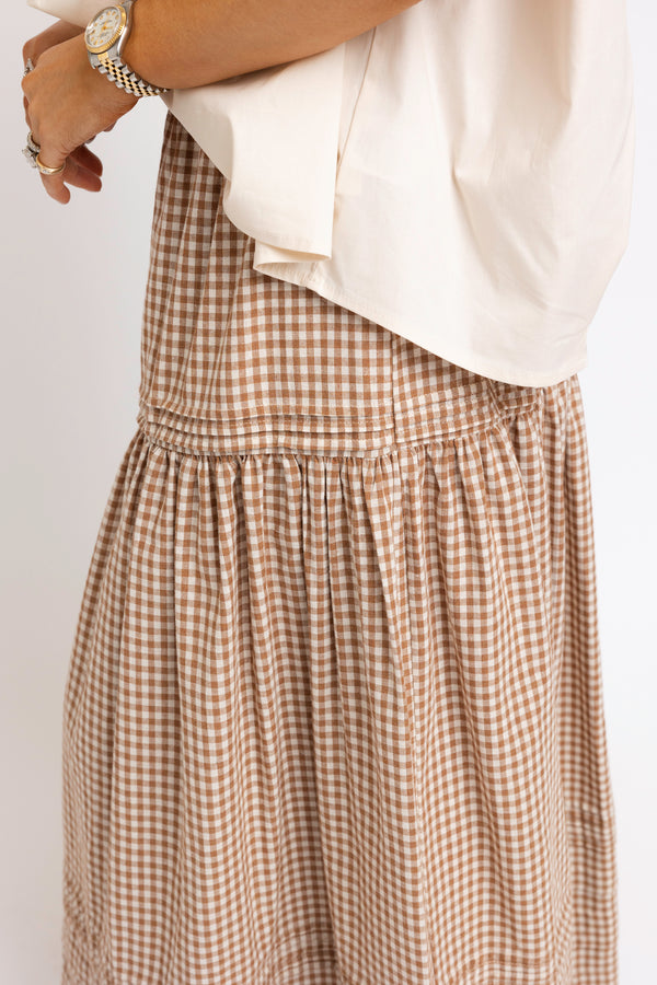 Gingham Tier Maxi Skirt