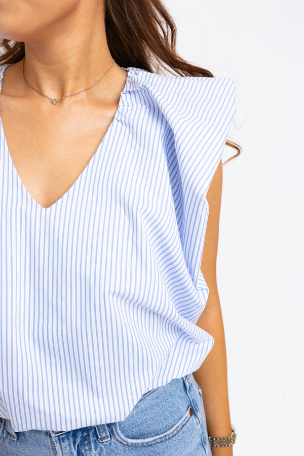 Stripe Vneck Bubble Top