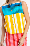 Multi Stripe Button Up Top